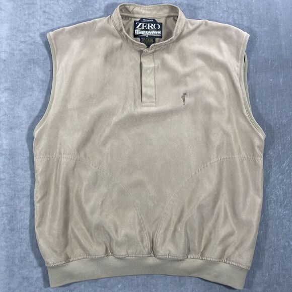 Zero Restriction‎ Golf Outerwear Men's Camel Vest Micro-suede Size XL 1/4 Snap - Picture 1 of 8